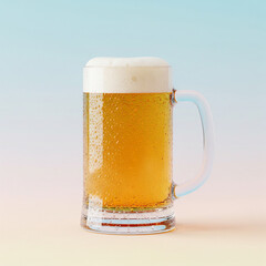 Glass Beer Mug on Pastel Gradient - Photorealistic Studio Shot