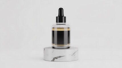 Luxury Serum Dropper Bottle on White Marble Pedestal