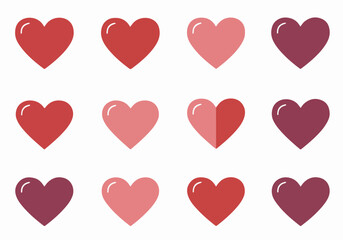 Heart shapes in various shades with transparent background