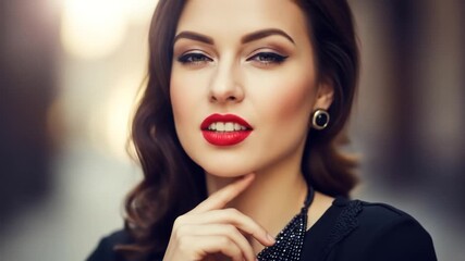 Captivating Brunette Winks and Pouts: A Flirtatious Sequence Showcasing Beauty and Playfulness, Ideal for Cosmetics or Fashion Content creation