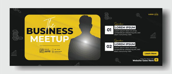 Business Setup Conference Template with Speaker Information and Yellow Accents