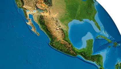 Detailed map of Central America and surrounding waters showcasing the diverse terrain and coastal regions.