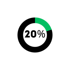 Minimalist Circular Progress Chart, 20 Percent Completion Infographic. ( original illustration, not AI generated ).