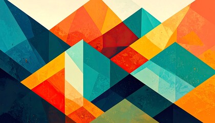 Vibrant geometric design showcasing a multitude of overlapping shapes and bold colors.
