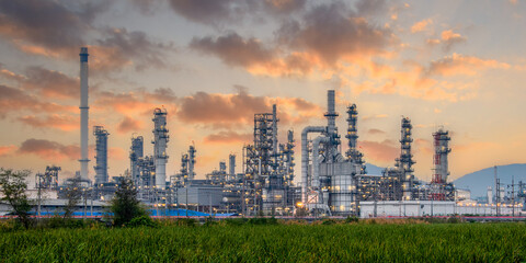 Fototapeta premium Oil and Gas Industrial zone,The equipment of oil refining,Close-up of industrial pipelines of an oil-refinery plant,Detail of oil pipeline with valves in large oil refinery.