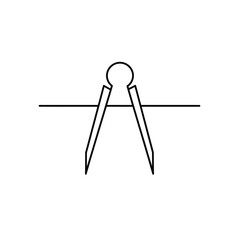 Compass drawing circle on horizontal line geometric