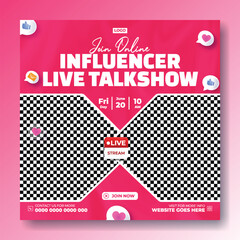Online Influencer Live Talkshow Promotion Template for Social Media Marketing
