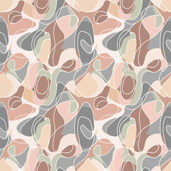 Seamless Pattern, Seamless abstract pattern with organic shapes in pastel colors and white lines for backgrounds Stock royalty free  image.