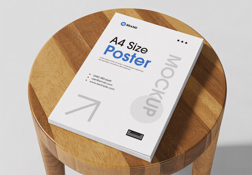 Poster Mockup in the Wood Table