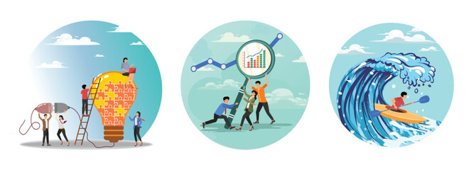 Business growth concept. Chart or diagram. Run away from trapped, hopeless.