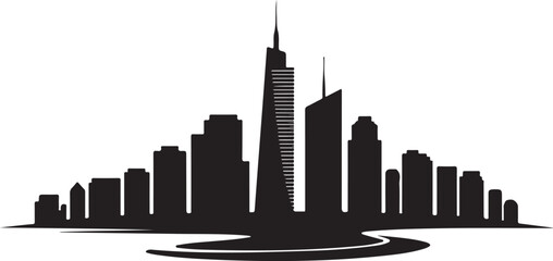 Fototapeta premium urban_city_skyline_silhouette_black_white