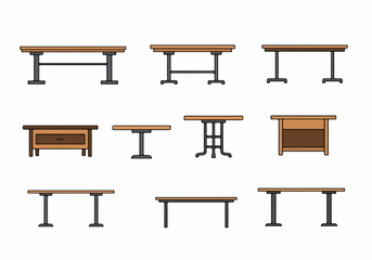 Furniture set with chairs and tables