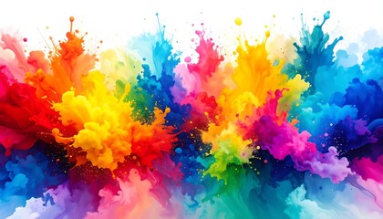A vibrant explosion of color paints a dynamic abstract design against a white backdrop.