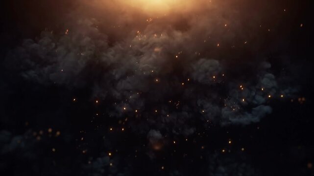 Cinematic dark clouds with glowing embers dramatic smoke background