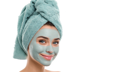 A serene young woman gazes thoughtfully after a refreshing bath her wet hair carefully wrapped in a pristine white towel embodying a moment of pure relaxation and self care at home.