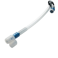 Medical tubing with connections and corrugated section on black