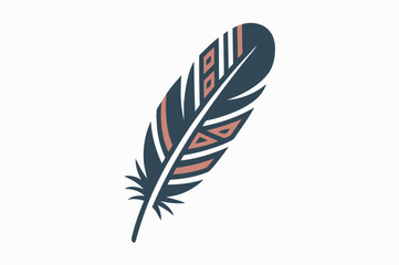 Ornate Feather Design in Teal, Coral, and Navy