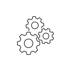 Gear cogwheel icon in line style. Engineering, industry, and machine settings symbol. Editable stroke