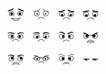 Obraz premium Facial expressions set with transparent background