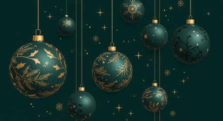 A seamless pattern of elegant Christmas ornaments.