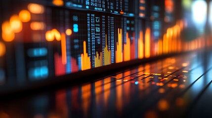 Financial Data  Glowing Stock Market Charts.