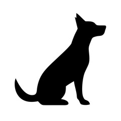 Silhouette of a Seated Dog A Canine Companion in Minimalist Style