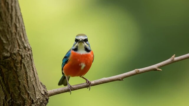 Vibrant Rufous-bellied Kookaburra Bird on Branch: A Vivid Display of Wildlife in Nature's Embrace