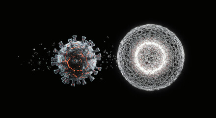 Coronavirus Destruction 3D Render of Virus Disintegration