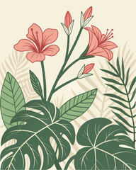 "Botanical Leaves and Floral Decorative Elements Vector Illustration"