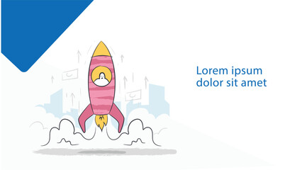 Rocket Launch Business Illustration – Startup Growth, Innovation and Success
