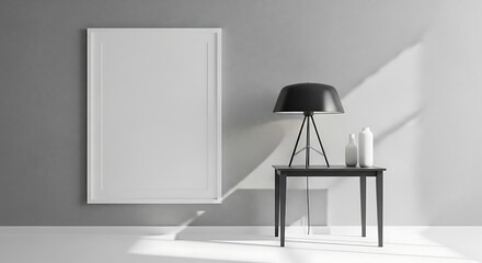 Blank Frame Mockup on Gray Wall Interior