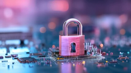 Padlock computer circuit board symbolizing cybersecurity, data protection, digital privacy, and electronic safety with secure technology innovation - Powered by Adobe