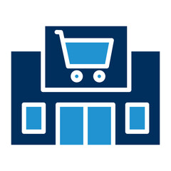 Supermarket Blue Color Icon