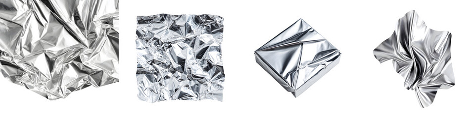 Obraz premium Crumpled Silver Foil: Abstract Metallic Textures