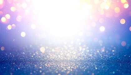 A captivating backdrop featuring a blend of shimmering glitter and soft, diffused light in a spectrum of purple, blue, and gold hues.