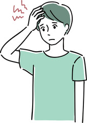 Obraz premium 頭痛に悩む男性