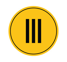 Simple Black Three Stripes Icon on Yellow Circular Background