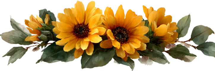 Watercolor Sunflower llustration transparent background, PNG ,Generative AI