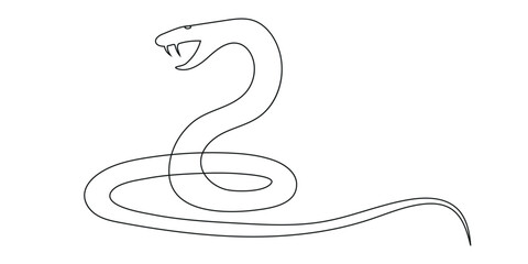 Snake continuous line art drawing. Hand drawn snake vector illustration