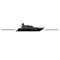 Sleek black yacht sailing on calm water boat ocean
