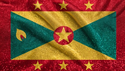 Fototapeta premium キラキラしているグレナダの国旗(glitter Grenada flag) 