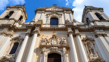 Fototapeta premium A baroque style church with ornate facade and sculptures 