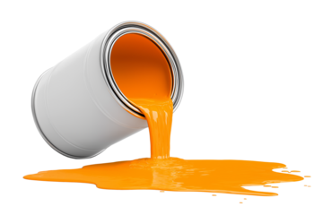 Vibrant Orange Paint Spilling from a Can png