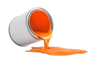 Vibrant Orange Paint Spilling from a Can png