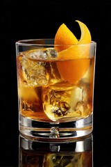 Golden Whiskey Cocktail With Orange Twist