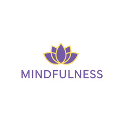 Mindfulness Vector Label with Lotus Flower Icon