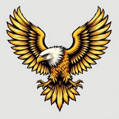 a classic tattoo style eagle spreading its wings on a white background