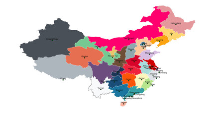 Detailed Political Map of China with Labeled Provinces and Major Cities | Vector for Business, Logistics, and Data Analysis