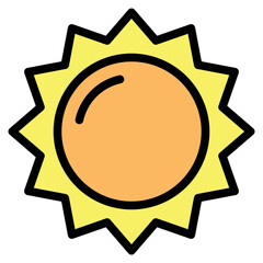 Sun icon in filled Line style, suitable for summer, weather, and energy  concept illustrations