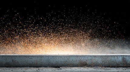 dust particles swirling around a concrete slab